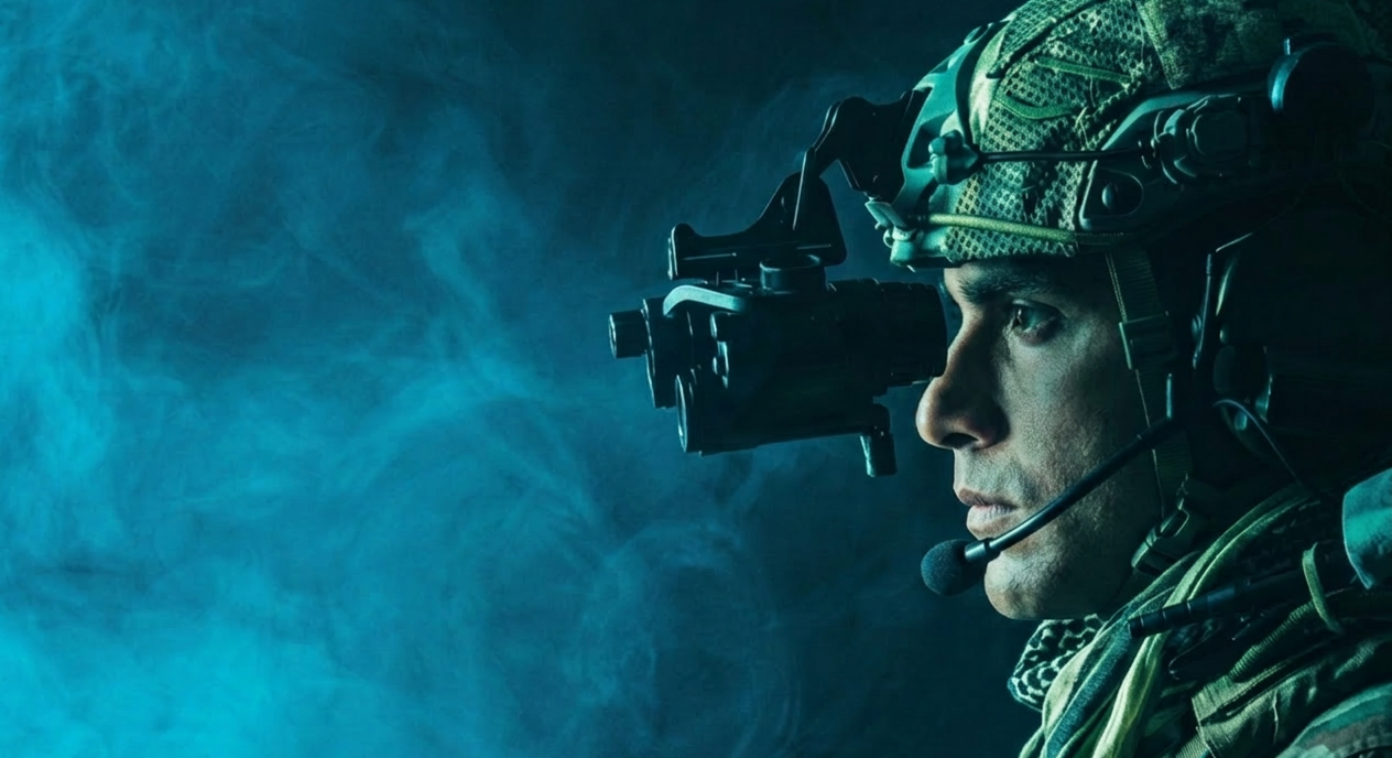 Mission-grade defence operator with tactical equipment